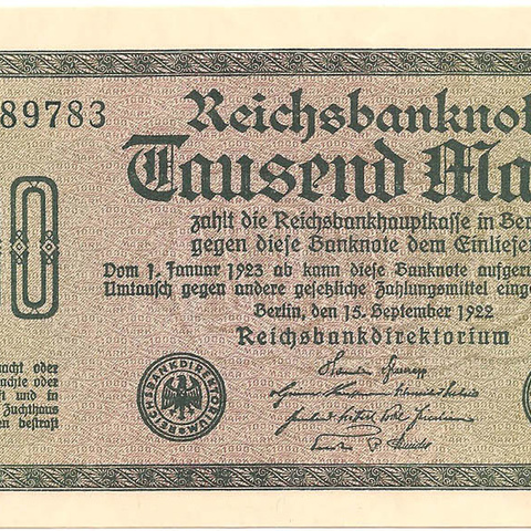 Германия, 1000 марок, 1922 год (цена от 10 штук)