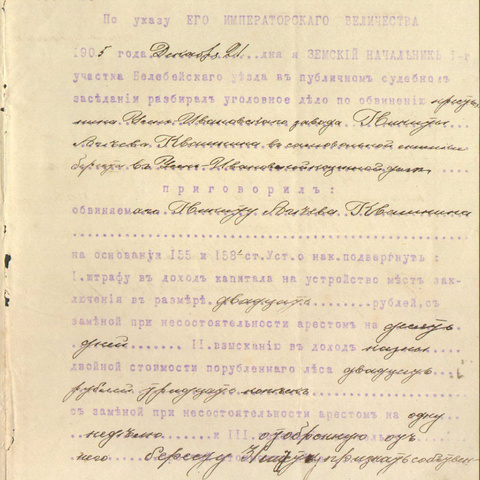 Протокол   1905 год Белебейский уезд