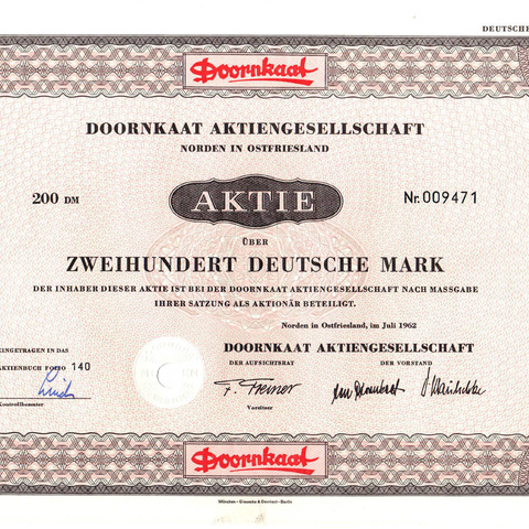 Германия - Производство косметики Дорнкат, акция 200 марок, 1962 год